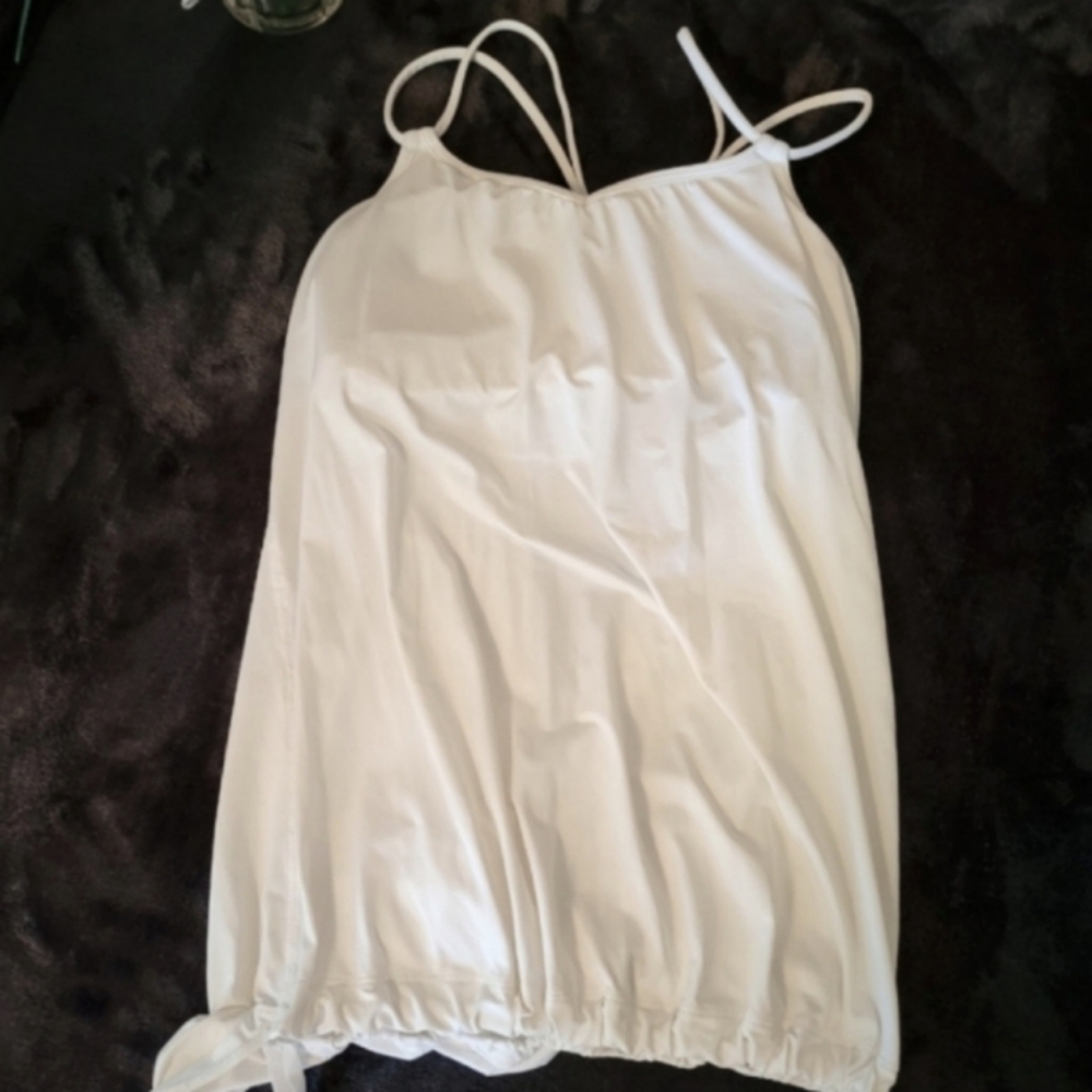 New Lululemon White Workout Tank Top With Drawstring Womens Size 4